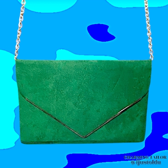 Charming Tailor Fx Suede Evening Handbag Crossbody Envelope Clutch | Chain Strap - Picture 4 of 11